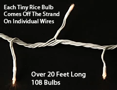 Alternative view of 100 Electric Rice Lights - Chase Controller - White Wire