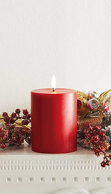 Uyuni 3 Inch X 5 Inch Red Pillar Candle - Remote Ready 3 Uyuni 3 Inch X 5 Inch Red Pillar Candle - Remote Ready