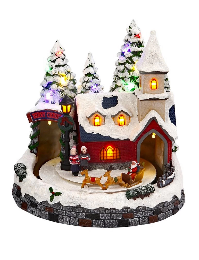 Battery Operated Lighted Musical Animated Winter Holiday Snow Village - Santa And Reindeer 3 Battery Operated Lighted Musical Animated Winter Holiday Snow Village - Santa And Reindeer