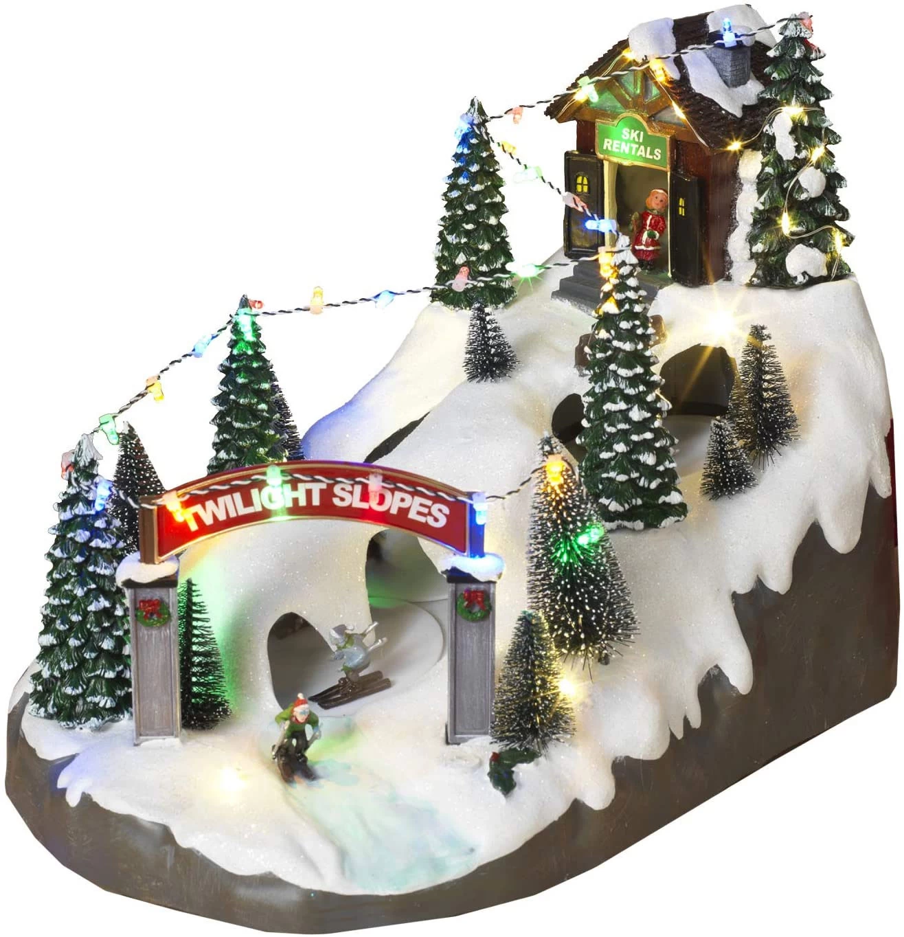 Animated Musical Ski Resort With Moving Skiers 14.5 Inch 3 Animated Musical Ski Resort With Moving Skiers 14.5 Inch