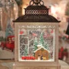 11 Inch Cabin In The Woods Lighted Water Lantern - Optional Music Setting