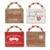 Wood Christmas Sign Ornaments With Beaded Hangers - Set Of 4 Assorted -Home Candle Shop 2543800 wood christmas sign