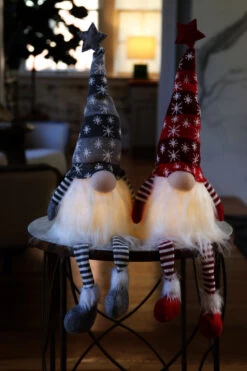 Battery Operated Lighted Christmas Gnomes 27 Inch Set Of 2 Shelf Sitters -Home Candle Shop 2556720 drk