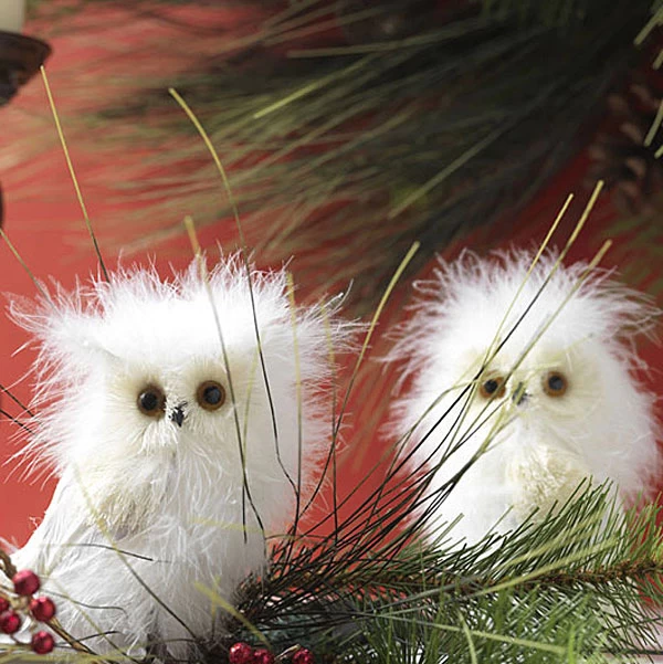 White Owls Ornaments Set Of 3 - 4.5 Inch 3 White Owls Ornaments Set Of 3 - 4.5 Inch