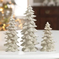 White Glitter Trees Set Of 3 - NEW 2023