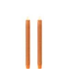 10 Inch Glitter Orange Moving Flame Taper Candle Set - 2 Remote Ready -Home Candle Shop 36044