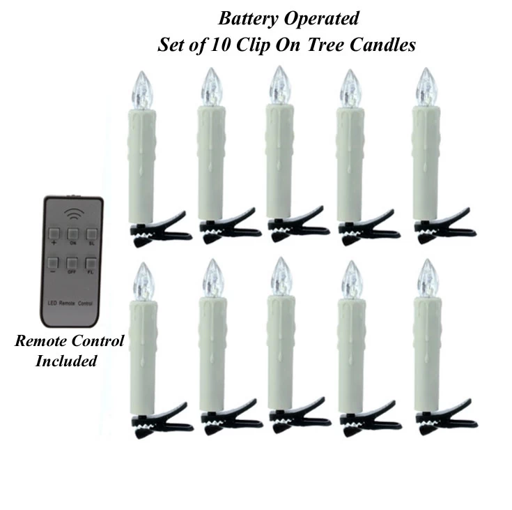 Remote Control 3.5 Inch Clip On Christmas Tree Taper Candle Battery Operated Set Of 10 4 Remote Control 3.5 Inch Clip On Christmas Tree Taper Candle Battery Operated Set Of 10 - Image 2