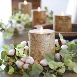 3.25 X 4 Inch Flat Top Birch Pillar Wax Wrapped Pillar Candle