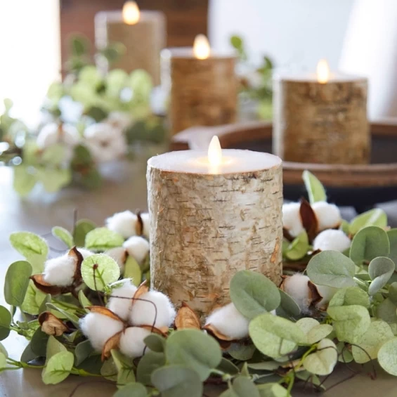 3.25 X 4 Inch Flat Top Birch Pillar Wax Wrapped Pillar Candle 3 3.25 X 4 Inch Flat Top Birch Pillar Wax Wrapped Pillar Candle