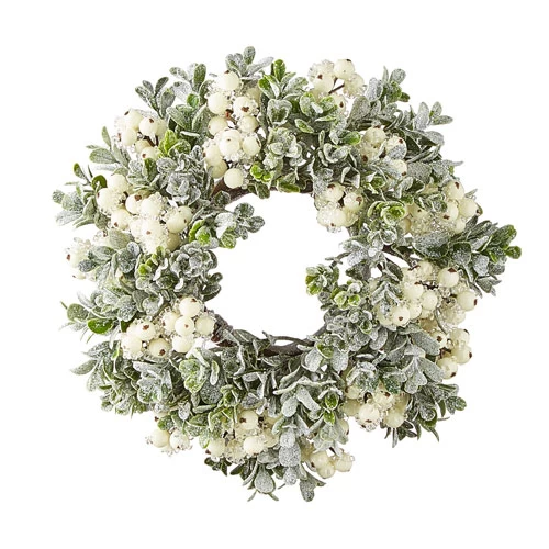 10 Inch Mistletoe Berry Boxwood Wreath - Candle Ring 2 10 Inch Mistletoe Berry Boxwood Wreath - Candle Ring