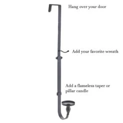 Wreath Hanger With Taper And Candle Holder - 30.5 Inch Adjustable