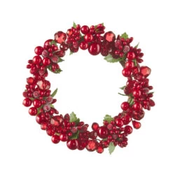 6.5 Inch Red Beaded Mini Wreath - Candle Ring NEW 2022