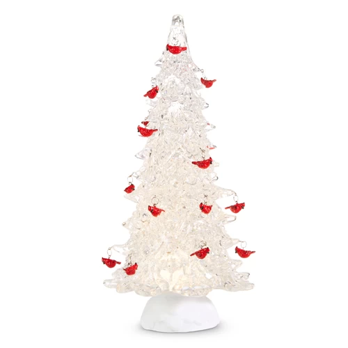 Cardinal Ornaments Acrylic Lighted Tree With Swirling Glitter - NEW 2023 3 Cardinal Ornaments Acrylic Lighted Tree With Swirling Glitter - NEW 2023