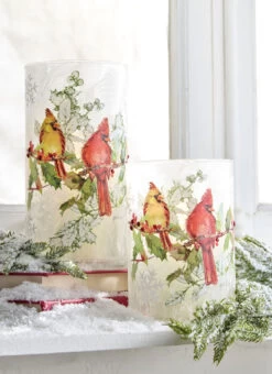 Cardinal Glass Candle Holders - Set Of 2 From RAZ - NEW 2023
