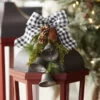 Buffalo Check Bow With Bells, Greenery And Pinecones - 13 Inch For Gifts And Lanterns -Home Candle Shop 76302 V1
