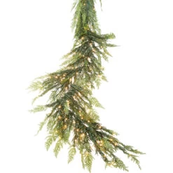 8 Foot Pre Lit Cedar Garland With 200 Warm White Lights - 8 Function Remote Included