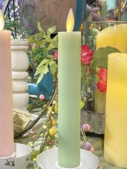 Alternative view of 6 Inch Green (2 Pack ) Moving Flame Battery Operated Taper Candle - Remote Included
