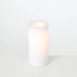 Outdoor All Weather WHITE Wax Candle 3 X 6 Inch With 5 Hour DUSK ON Timer