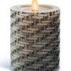 Luminara Embossed Basket Weave Candle 3 X 4.5 Remote Ready -Home Candle Shop basketw