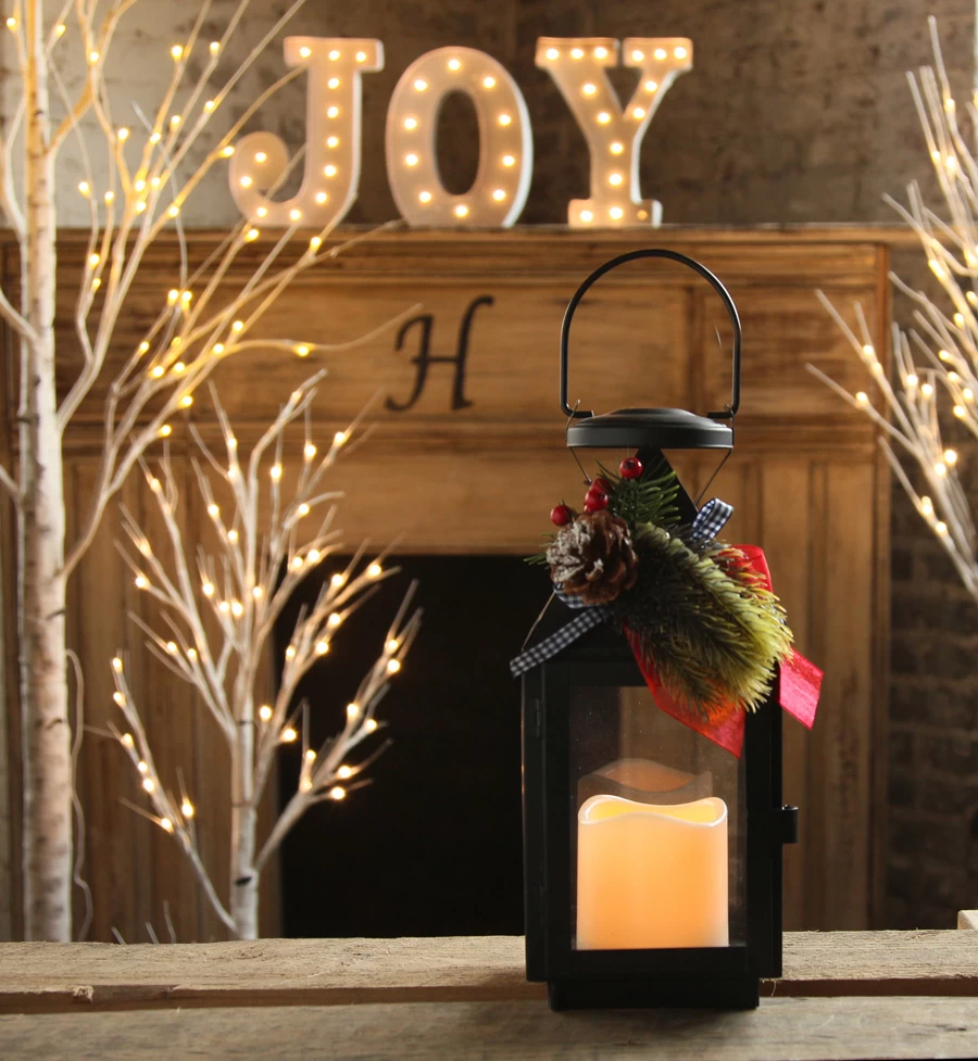 Holiday Flameless Candle Lantern With Pinecone Decor - 11 Inch 3 Holiday Flameless Candle Lantern With Pinecone Decor - 11 Inch