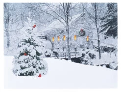 LED Wintry Cabin Scene 16 X 12 Lighted Print