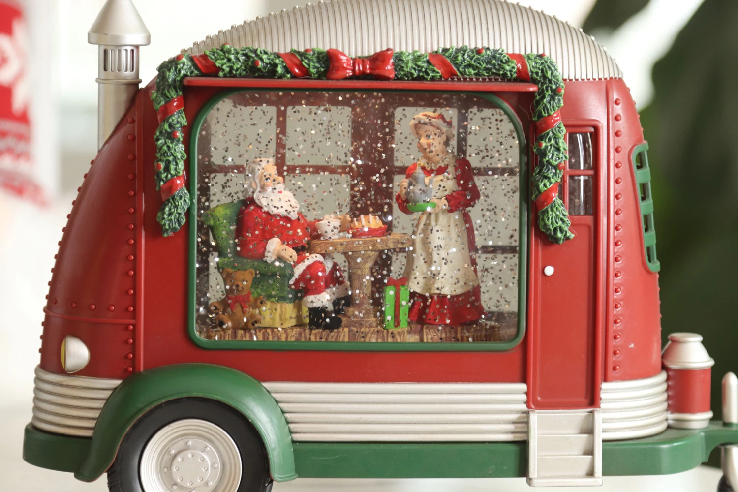 Camper Lighted Water Lantern With Santa And Mrs. Clause In Swirling Glitter 3 Camper Lighted Water Lantern With Santa And Mrs. Clause In Swirling Glitter