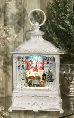 Caroling Gnomes Lighted Water Lantern With Swirling Glitter