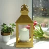 Harvest Candle Lantern - 9.5 Inch With 8 Hour Timer -Home Candle Shop gold ren lantern