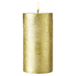 Alternative view of Uyuni 3 Inch X 7 Inch Gold Textured Pillar Candle - Remote Ready