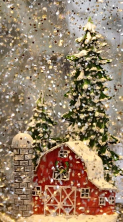 Red Barn Lighted Water Lantern In Swirling Glitter With Timer 5 Red Barn Lighted Water Lantern In Swirling Glitter With Timer -Home Candle Shop inside barn