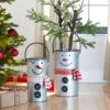 Set Of 2 Nesting Galvanized Snowmen Buckets With Handles 16 -18 Inch 2 Set Of 2 Nesting Galvanized Snowmen Buckets With Handles 16 -18 Inch -Home Candle Shop mel snowmen buckets