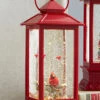 Red Lighted Snow Globe With Cardinals In Swirling Glitter - 11 Inch 1 Red Lighted Snow Globe With Cardinals In Swirling Glitter - 11 Inch -Home Candle Shop melrose red lantern with cardinals
