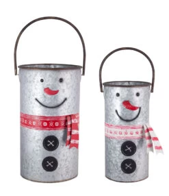 Set Of 2 Nesting Galvanized Snowmen Buckets With Handles 16 -18 Inch 5 Set Of 2 Nesting Galvanized Snowmen Buckets With Handles 16 -18 Inch -Home Candle Shop nesting galvanized snowmen