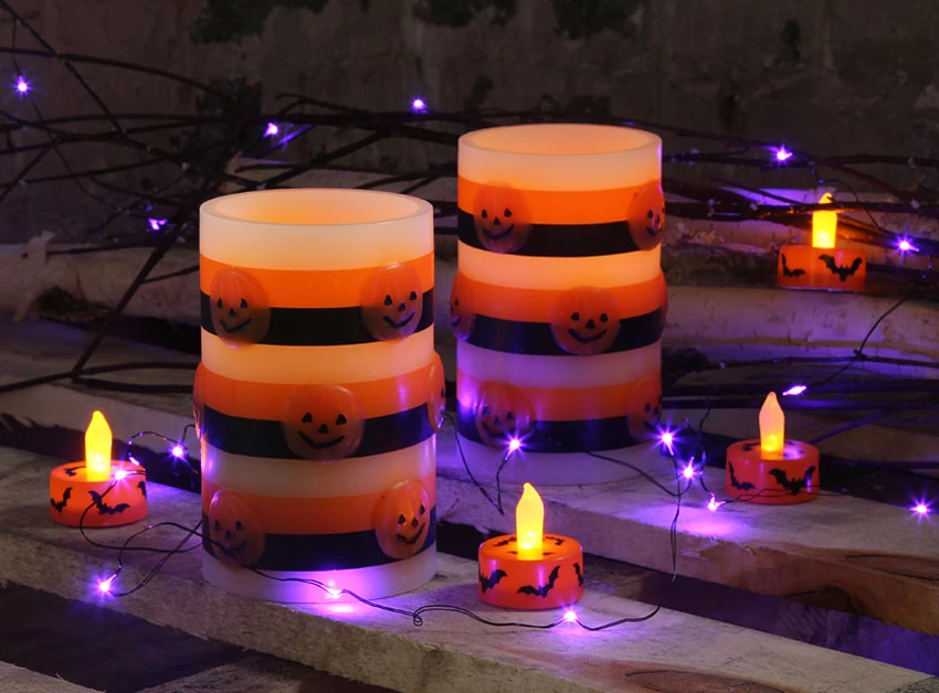 Set Of 2 Flameless Halloween Candles - 3 X 5 Inch 3 Set Of 2 Flameless Halloween Candles - 3 X 5 Inch