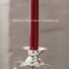 10 Inch Red Moving Flame Battery Operated Taper Candle - Timer 1 10 Inch Red Moving Flame Battery Operated Taper Candle - Timer -Home Candle Shop red taper in silver holder