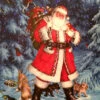 Raz Lighted Canvas Print 20 Inch Twinkling LED Lighted Santa Scene Print On Canvas 2 Raz Lighted Canvas Print 20 Inch Twinkling LED Lighted Santa Scene Print On Canvas -Home Candle Shop santa with dogs detail