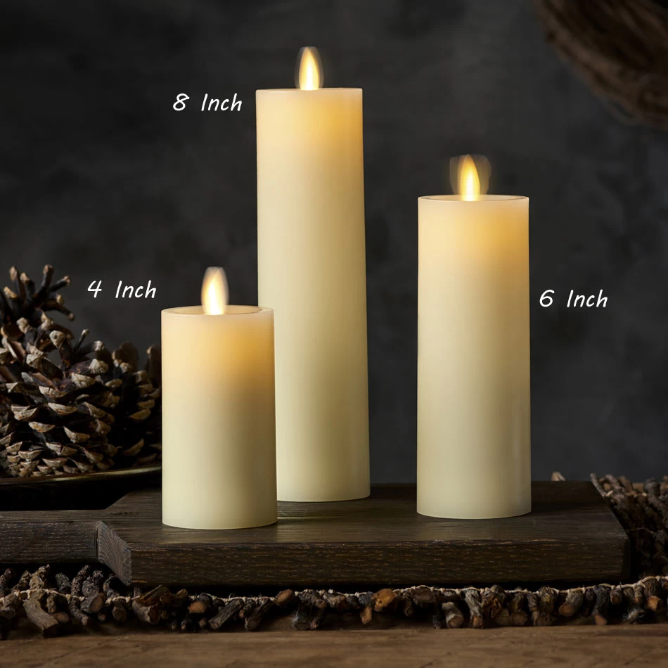 Luminara Slim Ivory Wax Moving Flame Pillar - 8 Inch Remote Ready 4 Luminara Slim Ivory Wax Moving Flame Pillar - 8 Inch Remote Ready - Image 2