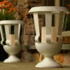 Antique White Candle Impressions Flameless Metal Urn - Timer Candle 2 Antique White Candle Impressions Flameless Metal Urn - Timer Candle -Home Candle Shop white urn hurricane main